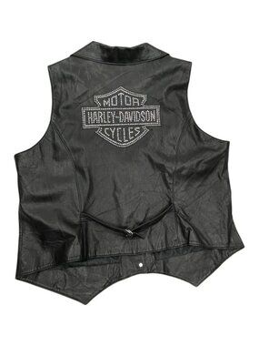 Harley Davidson Leather Glitter Beaded Motorcycle Biker Vest Women's Plus 2W